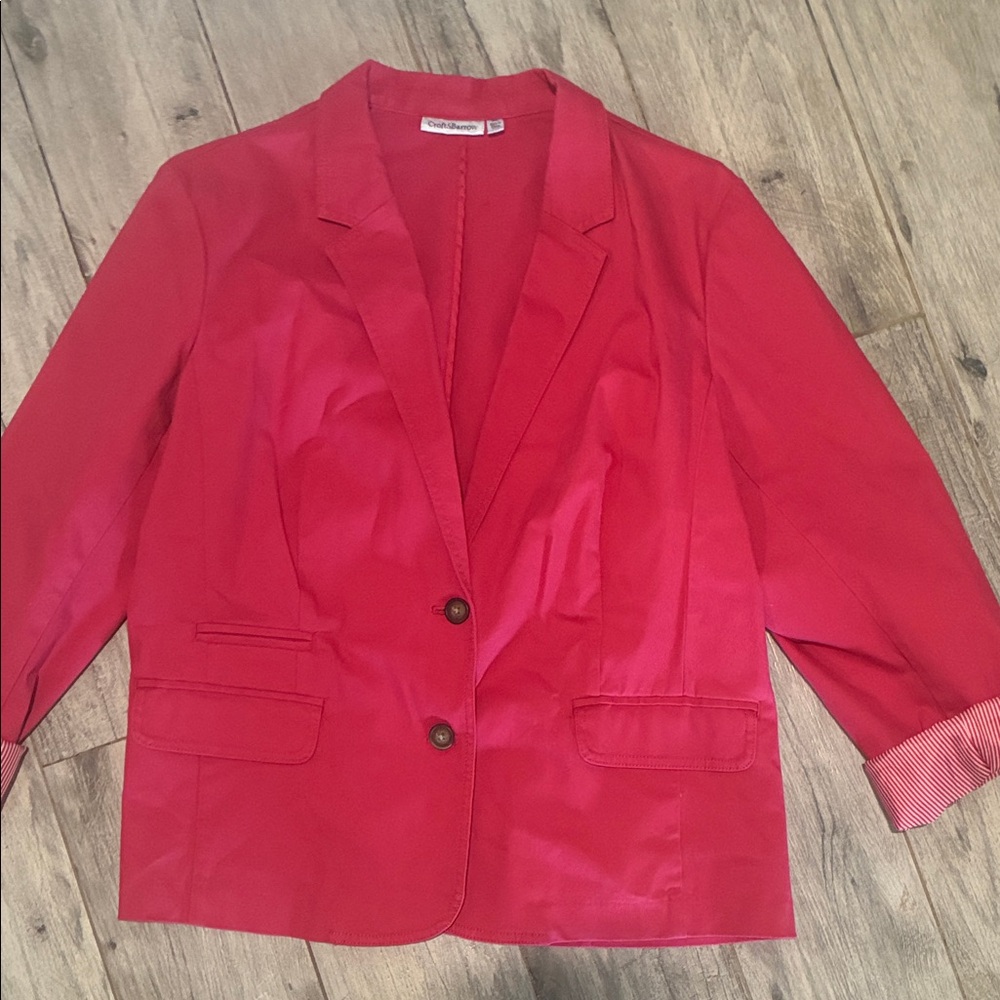 Croft & Barrow Dark Pink Two-Button Blazer w/Pin Stripes @ wrist Size XL